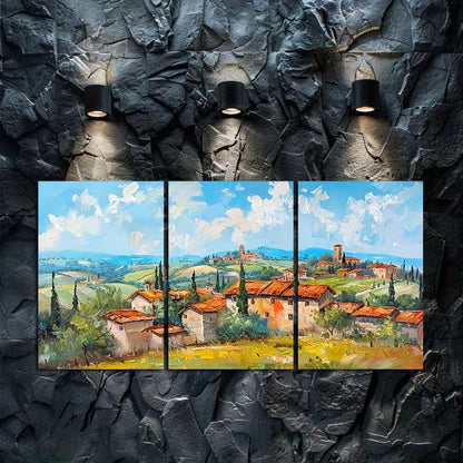 3pcs Medieval Italian Sunshine Scenery Wall Art Set Canvas Framed 50x70cm - High Quality Print 100% Australian Made Wall Canvas Ready to Hang