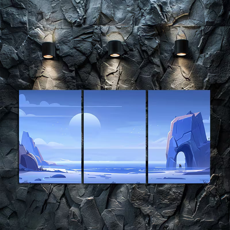 3pcs Illustration of an Alien Landscape Wall Art Set Canvas Framed 40x60cm - High Quality Print 100% Australian Made Wall Canvas Ready to Hang