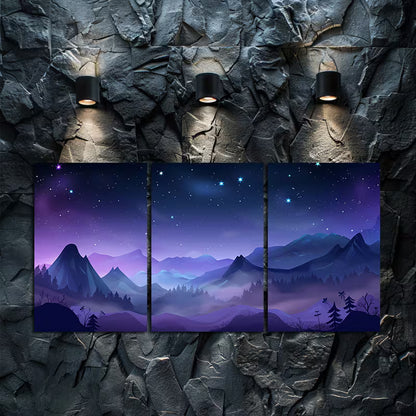 3pcs Night Sky with Stars Design Wall Art Set Canvas Framed 60x90cm - High Quality Print 100% Australian Made Wall Canvas Ready to Hang