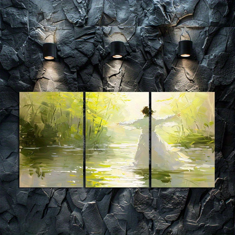 3pcs Dancer Danced Lightly in The Bamboo Forest Wall Art Set Canvas Framed 50x70cm - High Quality Print 100% Australian Made Wall Canvas Ready to Hang - Bella Home Decor