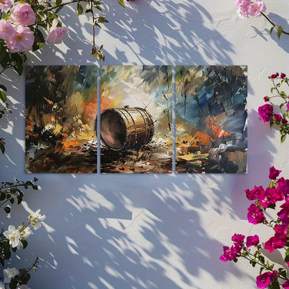 3pcs Oil Painting of a Fiery Drum Wall Art Set Canvas Framed 40x60cm - High Quality Print 100% Australian Made Wall Canvas Ready to Hang
