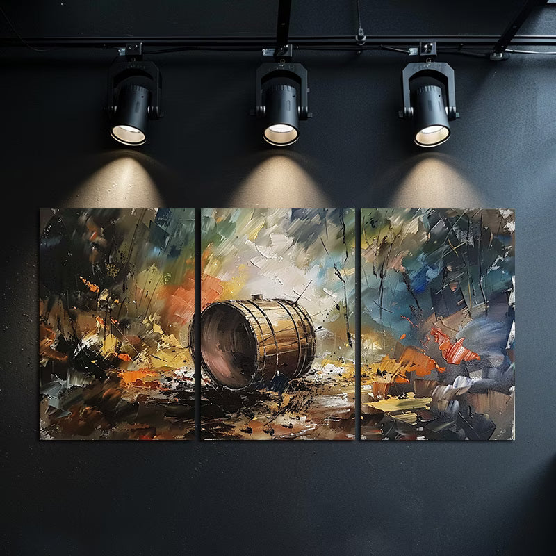 3pcs Oil Painting of a Fiery Drum Wall Art Set Canvas Framed 50x70cm - High Quality Print 100% Australian Made Wall Canvas Ready to Hang