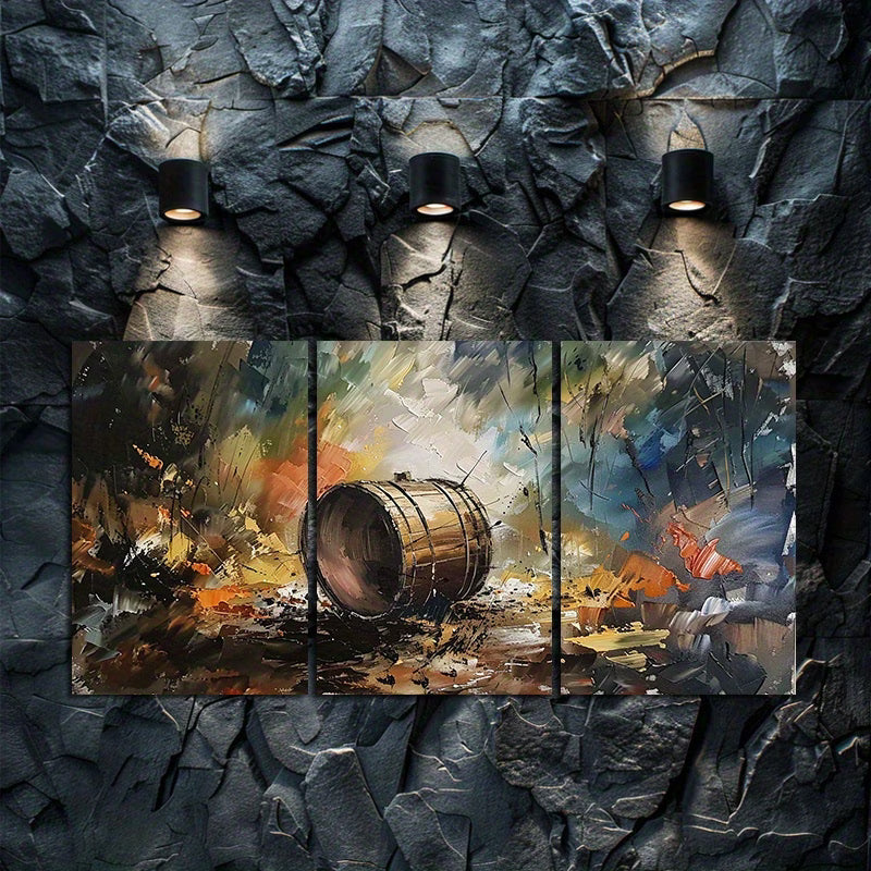 3pcs Oil Painting of a Fiery Drum Wall Art Set Canvas Framed 40x60cm - High Quality Print 100% Australian Made Wall Canvas Ready to Hang