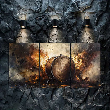 3pcs Modern Abstract Oil Painting Drum Wall Art Set Canvas Framed 50x70cm - High Quality Print 100% Australian Made Wall Canvas Ready to Hang
