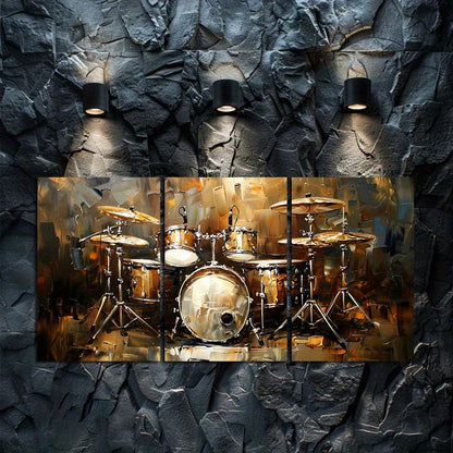 3pcs Powerful Drum Set Design Wall Art Set Canvas Framed 60x90cm - High Quality Print 100% Australian Made Wall Canvas Ready to Hang