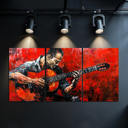 3pcs Passionate Guitarist Oil Painting Wall Art Set Canvas Framed 60x90cm - High Quality Print 100% Australian Made Wall Canvas Ready to Hang