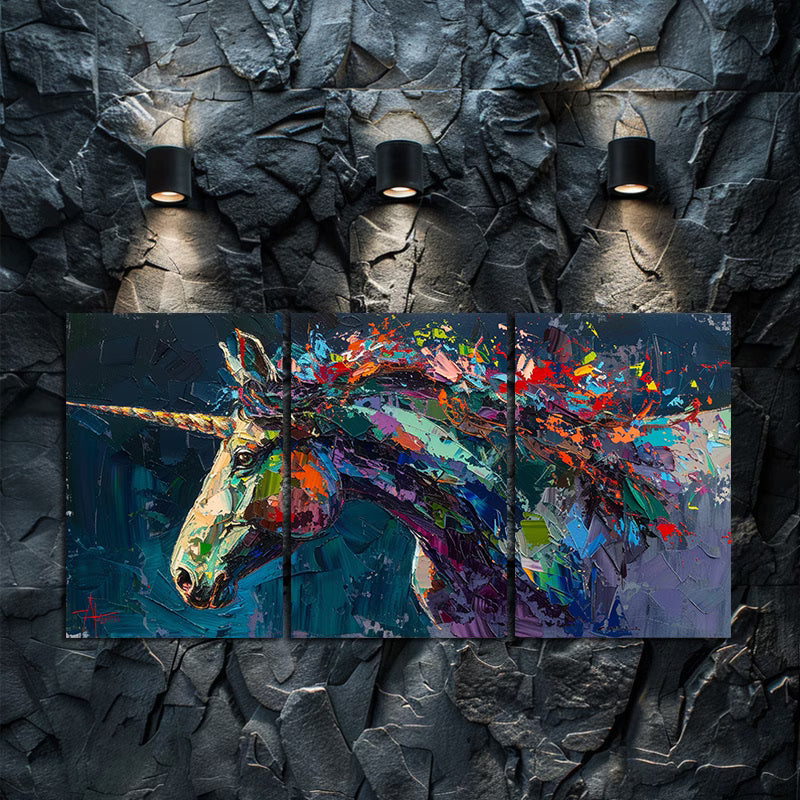 3pcs Sparkling Horns Charming Unicorn Wall Art Set Canvas Framed 60x90cm - High Quality Print 100% Australian Made Wall Canvas Ready to Hang