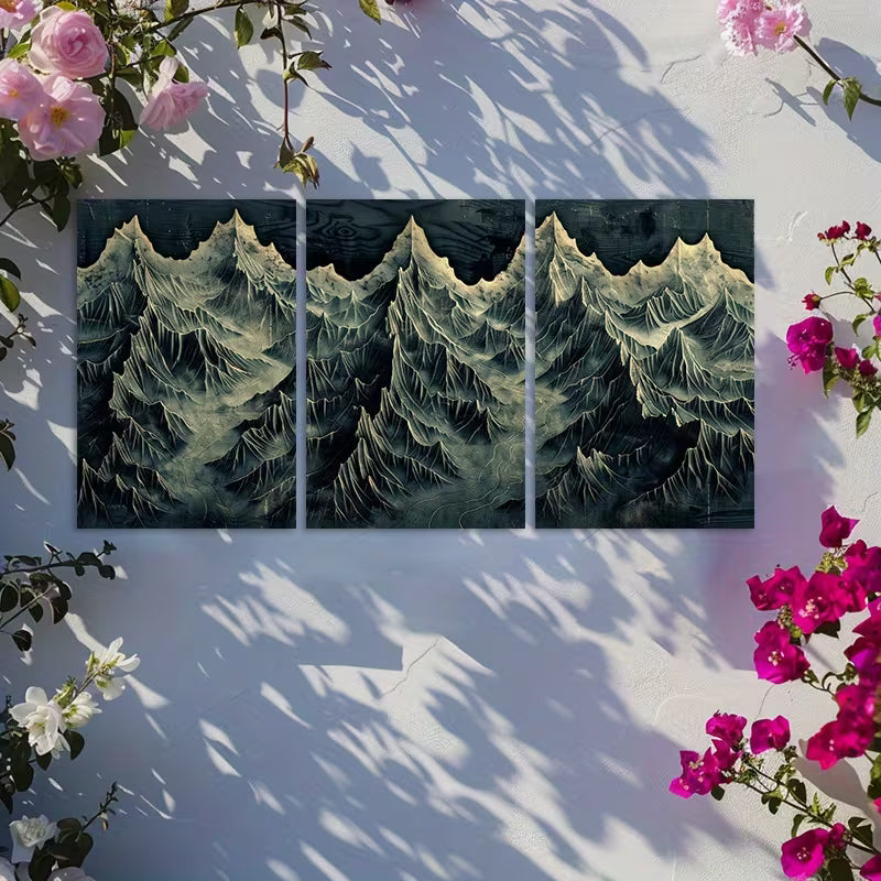3pcs Thousand Mile of Mountains Wall Art Set Canvas Framed 50x70cm - High Quality Print 100% Australian Made Wall Canvas Ready to Hang