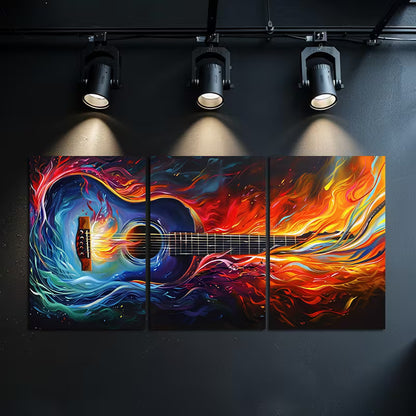3pcs Wild and Unrestrained Guitar Wall Art Set Canvas Framed 50x70cm - High Quality Print 100% Australian Made Wall Canvas Ready to Hang