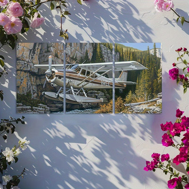 3pcs Oil Painting Alpine wing mounted flight Wall Art Set Canvas Framed 60x90cm - High Quality Print 100% Australian Made Wall Canvas Ready to Hang