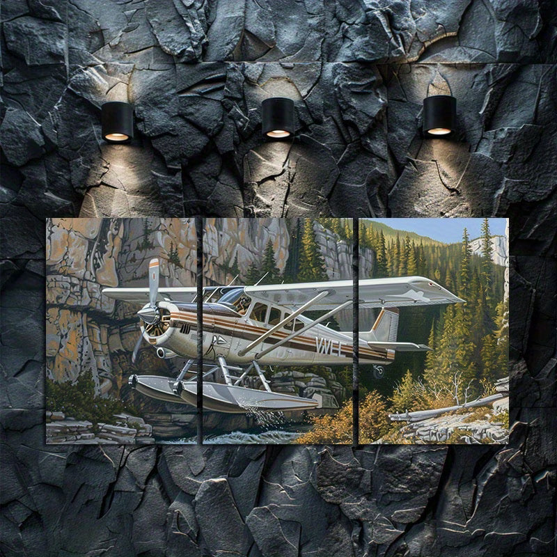 3pcs Oil Painting Alpine wing mounted flight Wall Art Set Canvas Framed 60x90cm - High Quality Print 100% Australian Made Wall Canvas Ready to Hang