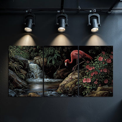 3pcs Flamingo Tropical Nature Scene Wall Art Set Canvas Framed 40x60cm - High Quality Print 100% Australian Made Wall Canvas Ready to Hang