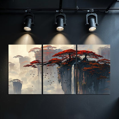 3pcs Chinese Style Landscape Oil Painting Wall Art Set Canvas Framed 50x70cm - High Quality Print 100% Australian Made Wall Canvas Ready to Hang