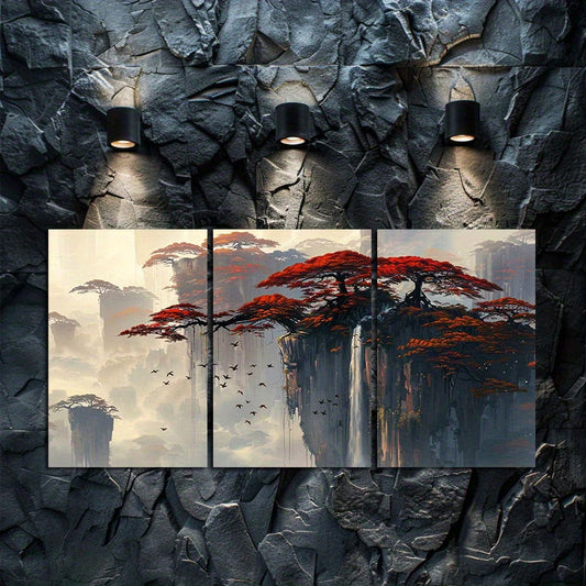 3pcs Chinese Style Landscape Oil Painting Wall Art Set Canvas Framed 50x70cm - High Quality Print 100% Australian Made Wall Canvas Ready to Hang