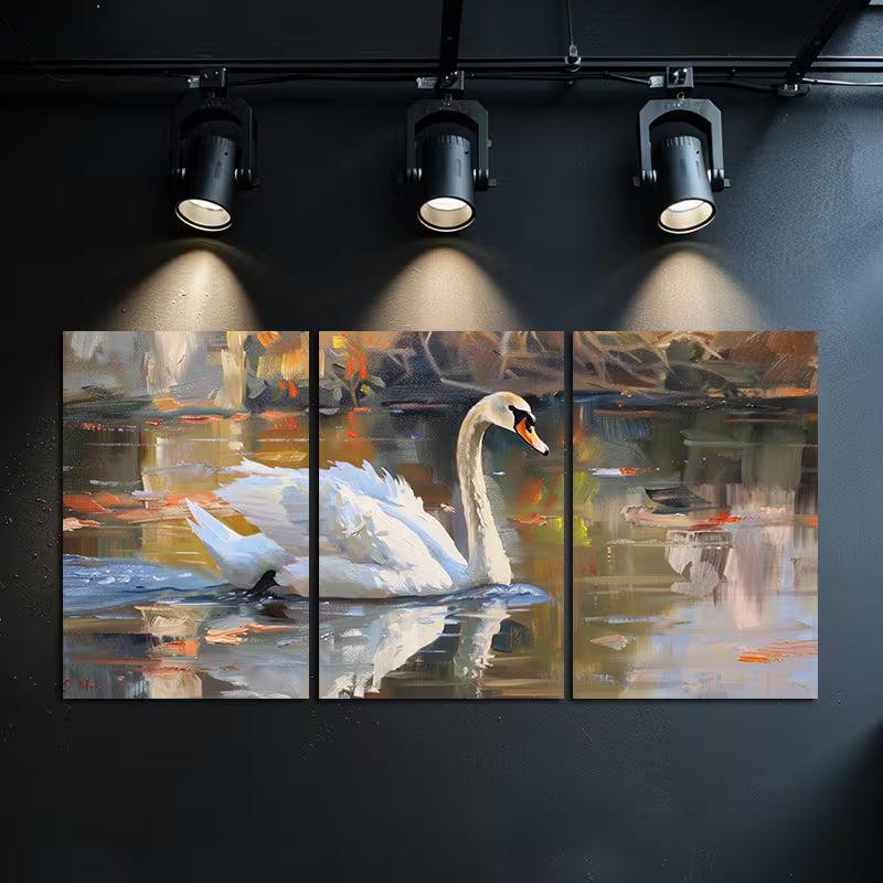 3pcs Swan Lake & City Castle Wall Art Set Canvas Framed 40x60cm - High Quality Print 100% Australian Made Wall Canvas Ready to Hang