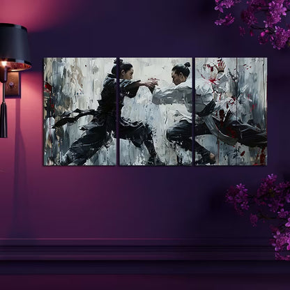 3pcs Classic Movements of Chinese Dance Wall Art Set Canvas Framed 40x60cm - High Quality Print 100% Australian Made Wall Canvas Ready to Hang - Bella Home Decor