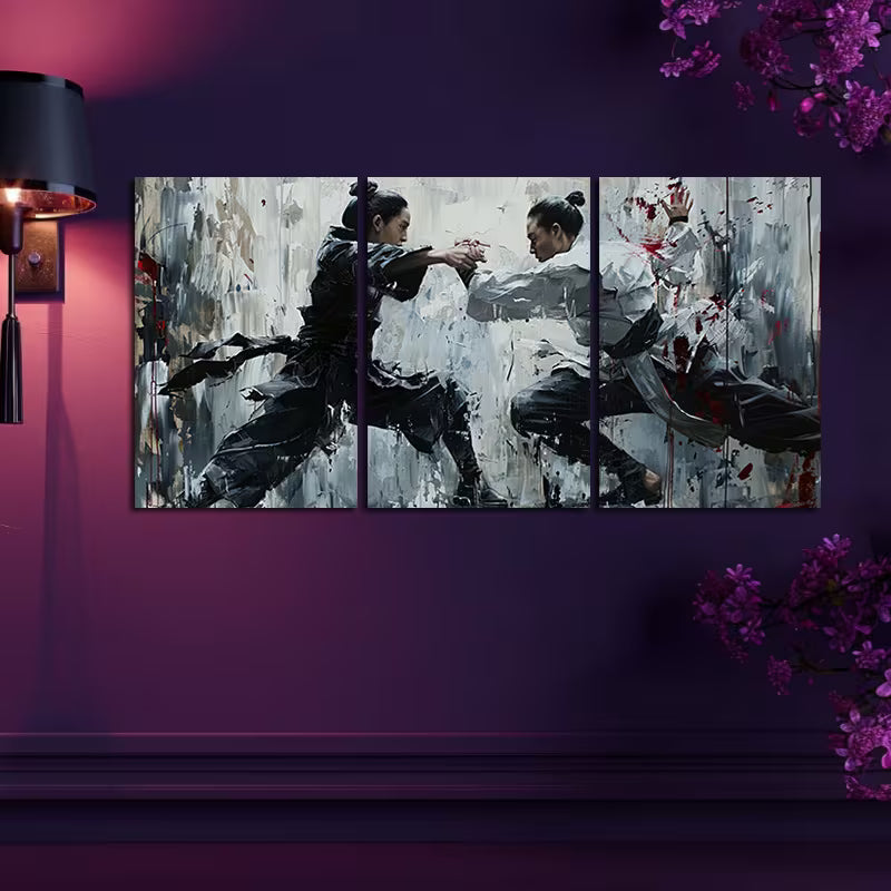 3pcs Classic Movements of Chinese Dance Wall Art Set Canvas Framed 50x70cm - High Quality Print 100% Australian Made Wall Canvas Ready to Hang - Bella Home Decor