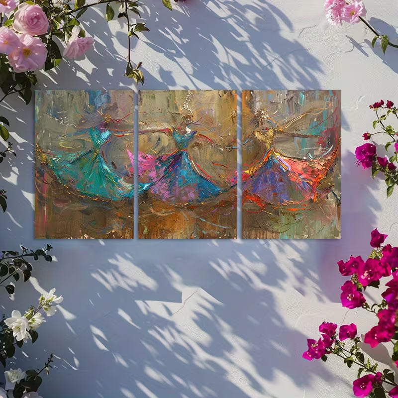 3pcs Chinese Dance Inspired Painting Wall Art Set Canvas Framed 40x60cm - High Quality Print 100% Australian Made Wall Canvas Ready to Hang - Bella Home Decor
