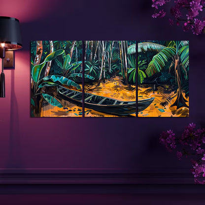 3pcs Congo River Rapids and Rowing Boat Wall Art Set Canvas Framed 40x60cm - High Quality Print 100% Australian Made Wall Canvas Ready to Hang - Bella Home Decor