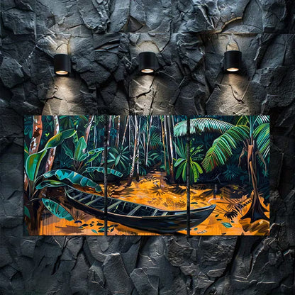 3pcs Congo River Rapids and Rowing Boat Wall Art Set Canvas Framed 40x60cm - High Quality Print 100% Australian Made Wall Canvas Ready to Hang - Bella Home Decor