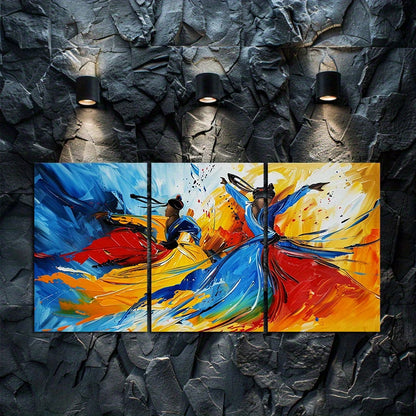 3pcs Dancers by the River Oil Painting Wall Art Set Canvas Framed 60x90cm - High Quality Print 100% Australian Made Wall Canvas Ready to Hang - Bella Home Decor