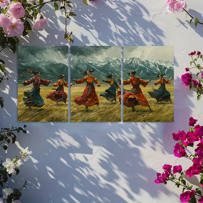 3pcs Traditional Dancers Ethnic Costume Scene Wall Art Set Canvas Framed 40x60cm - High Quality Print 100% Australian Made Wall Canvas Ready to Hang