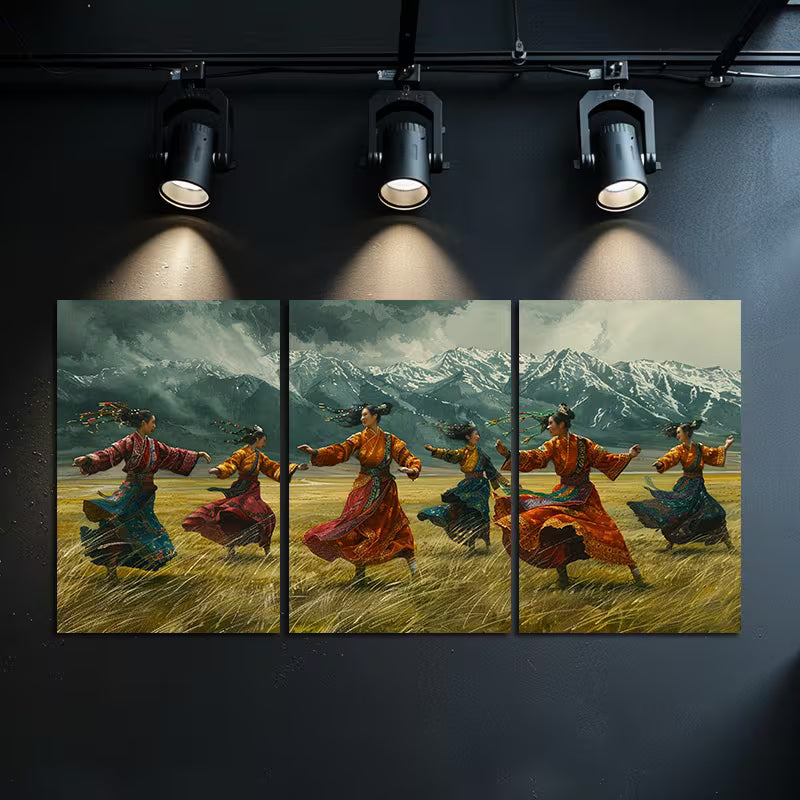 3pcs Traditional Dancers Ethnic Costume Scene Wall Art Set Canvas Framed 40x60cm - High Quality Print 100% Australian Made Wall Canvas Ready to Hang
