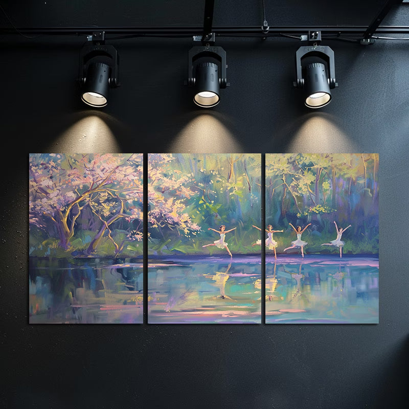 3pcs Chinese Dance Garden Scene Wall Art Set Canvas Framed 40x60cm - High Quality Print 100% Australian Made Wall Canvas Ready to Hang - Bella Home Decor