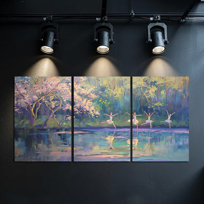 3pcs Chinese Dance Garden Scene Wall Art Set Canvas Framed 40x60cm - High Quality Print 100% Australian Made Wall Canvas Ready to Hang - Bella Home Decor