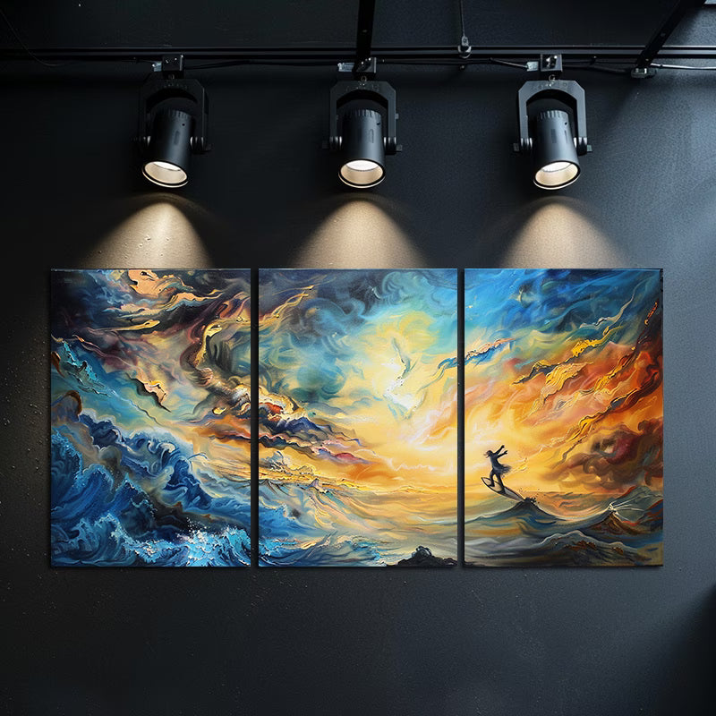 3pcs Dancing with the Waves Wall Art Set Canvas Framed 60x90cm - High Quality Print 100% Australian Made Wall Canvas Ready to Hang - Bella Home Decor
