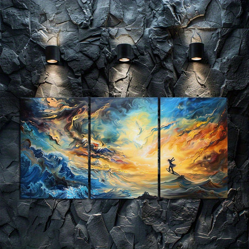 3pcs Dancing with the Waves Wall Art Set Canvas Framed 60x90cm - High Quality Print 100% Australian Made Wall Canvas Ready to Hang - Bella Home Decor