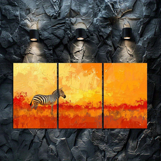 3pcs Zebra Abstract Oil Painting Wall Art Set Canvas Framed 40x60cm - High Quality Print 100% Australian Made Wall Canvas Ready to Hang