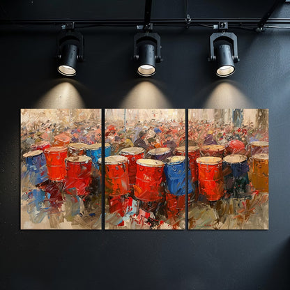 3pcs Vibrant Festival Scene Wall Art Set Canvas Framed 40x60cm - High Quality Print 100% Australian Made Wall Canvas Ready to Hang