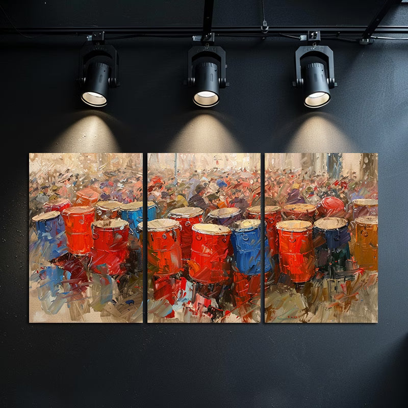 3pcs Vibrant Festival Scene Wall Art Set Canvas Framed 60x90cm - High Quality Print 100% Australian Made Wall Canvas Ready to Hang