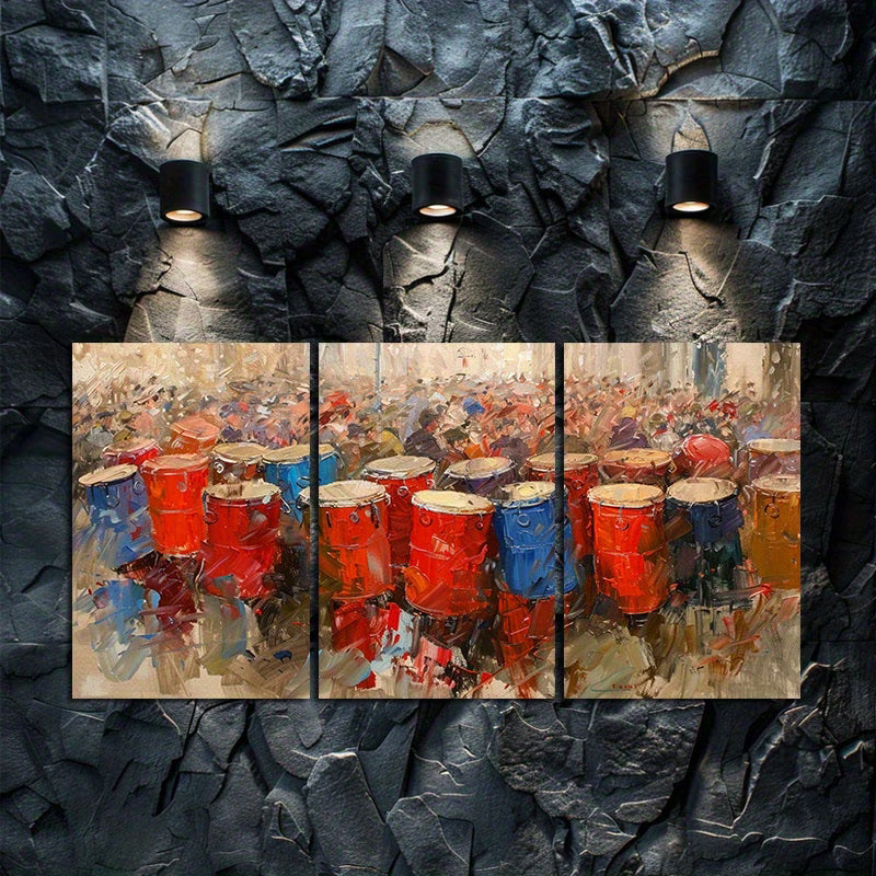 3pcs Vibrant Festival Scene Wall Art Set Canvas Framed 50x70cm - High Quality Print 100% Australian Made Wall Canvas Ready to Hang