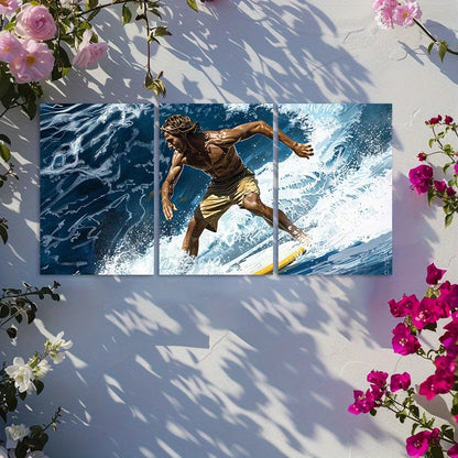 3pcs Oil Painting Embrace The Waves Wall Art Set Canvas Framed 40x60cm - High Quality Print 100% Australian Made Wall Canvas Ready to Hang