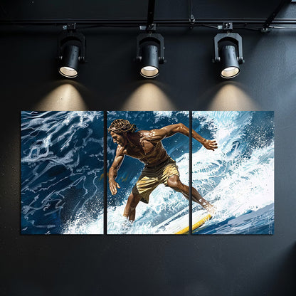 3pcs Oil Painting Embrace The Waves Wall Art Set Canvas Framed 60x90cm - High Quality Print 100% Australian Made Wall Canvas Ready to Hang