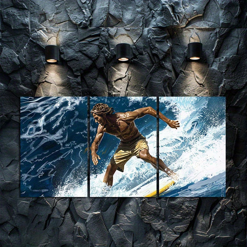 3pcs Oil Painting Embrace The Waves Wall Art Set Canvas Framed 50x70cm - High Quality Print 100% Australian Made Wall Canvas Ready to Hang