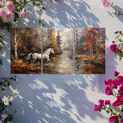 3pcs Dreamy Magical Unicorn Paintings Wall Art Set Canvas Framed 40x60cm - High Quality Print 100% Australian Made Wall Canvas Ready to Hang - Bella Home Decor