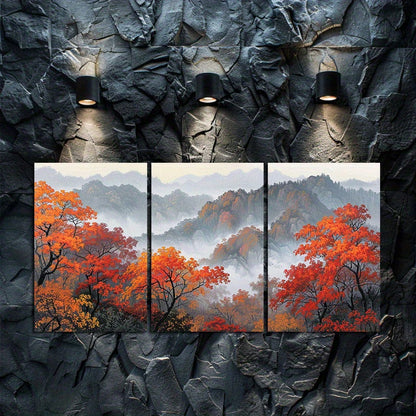 3pcs Traditional Ink Mountain Scenery Wall Art Set Canvas Framed 50x70cm - High Quality Print 100% Australian Made Wall Canvas Ready to Hang