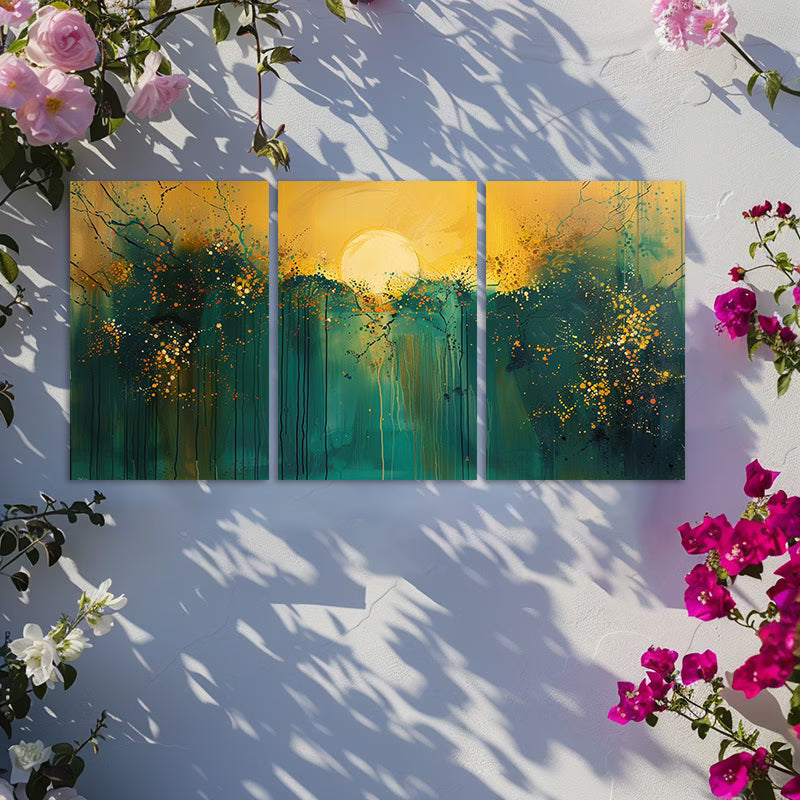 3pcs Flowers and Moon on a Tranquil Spring Night Wall Art Set Canvas Framed 60x90cm - High Quality Print 100% Australian Made Wall Canvas Ready to Hang - Bella Home Decor