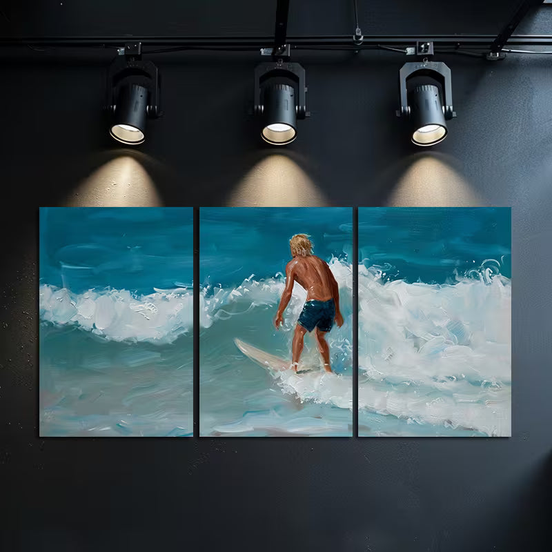 3pcs Ultimate Excitement Brought By Surfing Wall Art Set Canvas Framed 50x70cm - High Quality Print 100% Australian Made Wall Canvas Ready to Hang