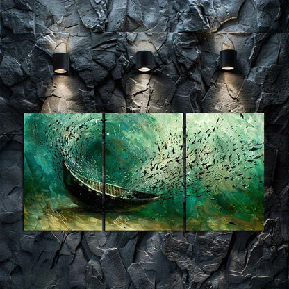 3pcs Submarine Extreme Drift Oil Painting Wall Art Set Canvas Framed 40x60cm - High Quality Print 100% Australian Made Wall Canvas Ready to Hang