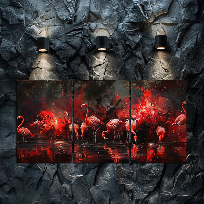 3pcs Flamingo Oil Painting Wall Art Set Canvas Framed 50x70cm - High Quality Print 100% Australian Made Wall Canvas Ready to Hang