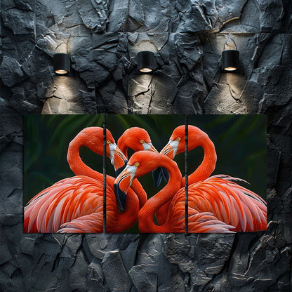 3pcs Oil Painting Flamingos Wall Art Set Canvas Framed 60x90cm - High Quality Print 100% Australian Made Wall Canvas Ready to Hang