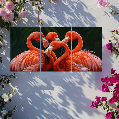 3pcs Oil Painting Flamingos Wall Art Set Canvas Framed 40x60cm - High Quality Print 100% Australian Made Wall Canvas Ready to Hang