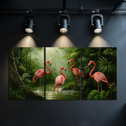 3pcs Flamingo Tropical Oil Painting Wall Art Set Canvas Framed 60x90cm - High Quality Print 100% Australian Made Wall Canvas Ready to Hang