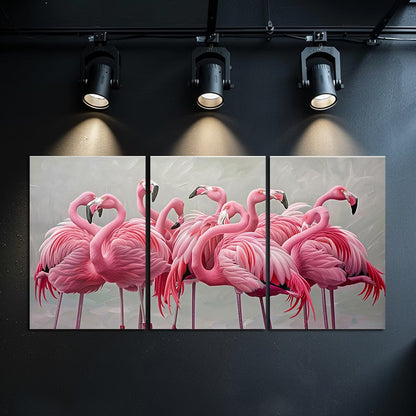 3pcs Unique Flamingos Landscape in Groups Wall Art Set Canvas Framed 40x60cm - High Quality Print 100% Australian Made Wall Canvas Ready to Hang
