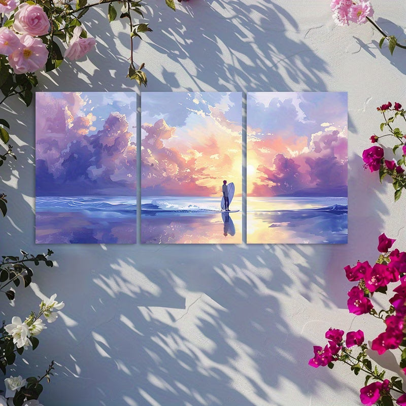 3pcs Challenge Your Limits with Surfing Wall Art Set Canvas Framed 40x60cm - High Quality Print 100% Australian Made Wall Canvas Ready to Hang - Bella Home Decor
