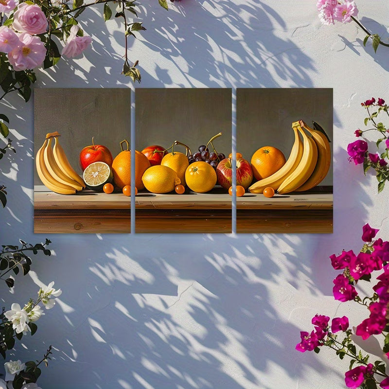 3pcs Fruit-Themed Oil Painting Wall Art Set Canvas Framed 60x90cm - High Quality Print 100% Australian Made Wall Canvas Ready to Hang - Bella Home Decor